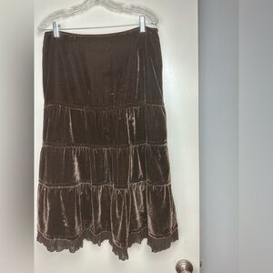 Anne Carson Brown Velvet‎ Y2K Vintage Whimsigoth Dark Romantic Skirt 10*Flaw*